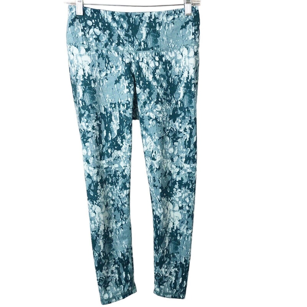 Z By Zella Women's Cropped Athletic Leggings in Blue Water Acacia Print Small